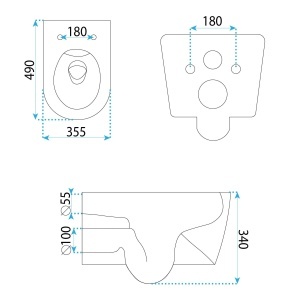 Set vas WC suspendat Rea Gustavo Rimless si lavoar pe blat Maya alb lucios - Img 12