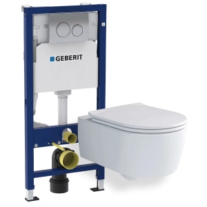 Set vas wc suspendat Villeroy&Boch Soul cu capac, rezervor cu cadru incastrat si clapeta Geberit Duofix Delta - Img 1