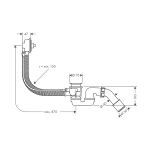 Sifon cu preaplin pentru cada Hansgrohe Flexaplus crom - Img 2