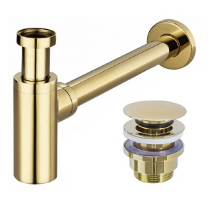 Sifon de scurgere universal+ ventil klik-klak, sistem Push-up, finisaj Gold - Img 1