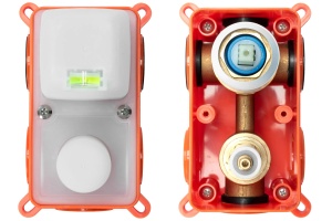 Sistem Complet De Dus REA LUNGO ALB + BOX, Montaj In Perete, Para Rotunda Tip Ploaie 25x25 Cm, 2 Functii De Curgere A Apei, Alb Mat - Img 6