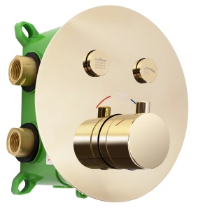 Sistem Complet De Dus REA LUNGO MILER GOLD + BOX, Montaj In Perete, Para Rotunda Tip Ploaie 30 x 30 Cm, 2 Functii De Curgere A Apei, Auriu - Img 9