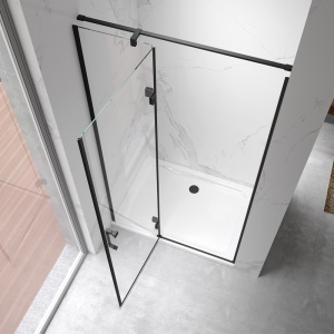 Usa de dus batanta pentru nisa KZ17F-BL negru 120 x 195 cm sticla 6 mm - Img 4