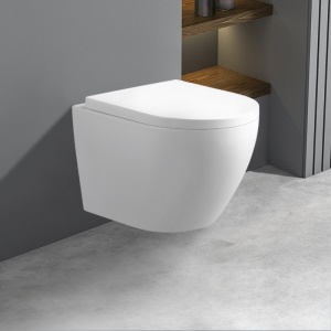 Vas de toaleta suspendat Mizu White 02, rimless cu capac din duroplast cu softclose - Img 2