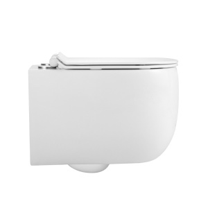 Vas de toaleta suspendat Tornado Lake White, rimless cu capac din duroplast si softclose - Img 3