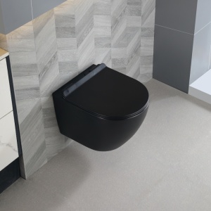 Vas toaleta WC suspendat Mizu Black Matt cu capac din duroplast cu softclose - Img 6