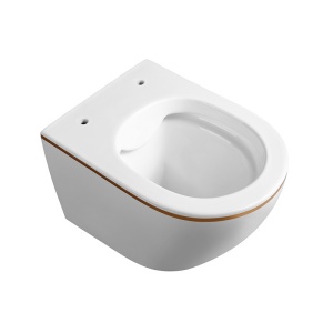 Vas toaleta WC suspendat Mizu White&Gold cu capac din duroplast cu softclose - Img 2