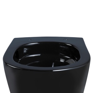 Vas toaleta WC suspendat Tornado Flower Black cu capac din duroplast si softclose - Img 5