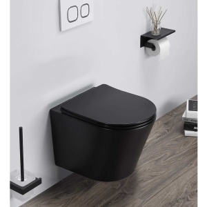 Vas WC PRO SOFIA BLACK, Sistem inovator de spalare Rimless Tornado, Suspendat, Ceramica sanitara - Img 8