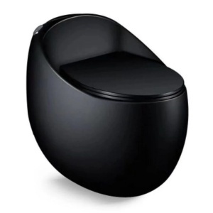 Vas WC Santa Rimless, rezervor incorporat, Negru mat, Power Colour, montaj podea, capac cu soft-close, Royalty Line
