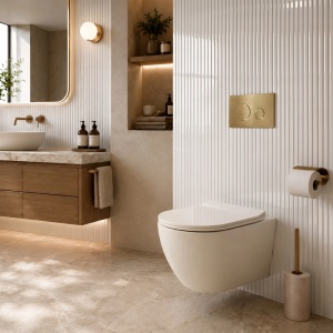 Vas WC suspendabil, ecru, REA Focus Tornado Creme - Img 2