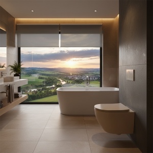 Vas WC suspendat Flow Tornado Cappuccino, rimless cu capac soft close duroplast - Img 2