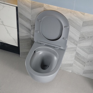 Vas WC suspendat Flow Tornado Grey Matt, rimless cu capac soft close duroplast - Img 10