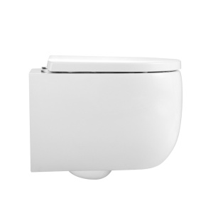 Vas WC suspendat Lake Tornado White Glossy, rimless cu capac softclose - Img 3