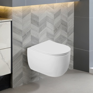 Vas WC suspendat Lake Tornado White, rimless cu capac softclose - Img 4