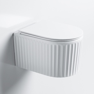 Vas WC suspendat LUMA Alb lucios , Model Canelat, cu capac SoftClose Inclus - Img 5