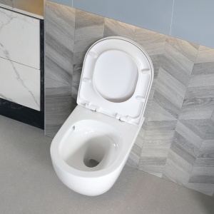 Vas WC suspendat Mizu Tornado White TR-02, rimless cu capac din duroplast si inchidere softclose - Img 10