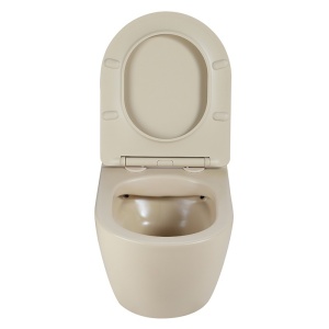 Vas WC suspendat Peak Cappuccino rimless cu capac soft close duroplast - Img 3
