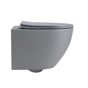 Vas WC suspendat Peak Grey Matt, rimless cu capac soft close duroplast - Img 2