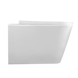 Vas WC suspendat Rain White Glossy, rimless cu capac softclose - Img 5