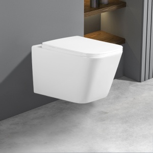 Vas WC suspendat Rain White Glossy, rimless cu capac softclose - Img 15