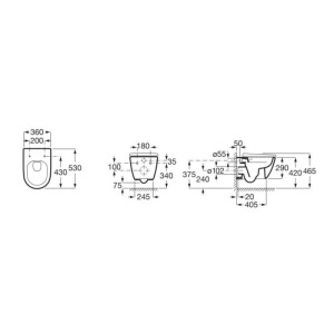 Vas WC suspendat Roca Ona rimless alb 53 x 36 cm - Img 3