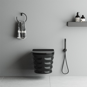 Vas wc suspendat Skal Tornado negru lucios cu model si capac soft close - Img 11