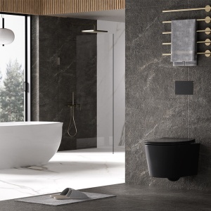 Vas wc suspendat Tornado Elite Black Matt, rimless cu capac din duroplast cu softclose - Img 2