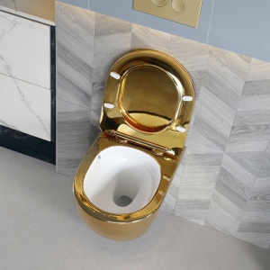 Vas WC suspendat Tornado Flow Gold, interior alb rimless cu capac softclose - Img 6