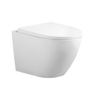 Vas WC suspendat Tornado Flow White Gloss rimless cu capac din duroplast si inchidere softclose