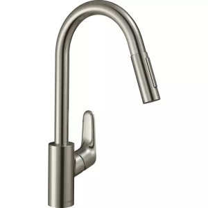 Baterie bucatarie cu dus extractibil crom periat Hansgrohe Focus M41 240 cu 2 jeturi - Img 1