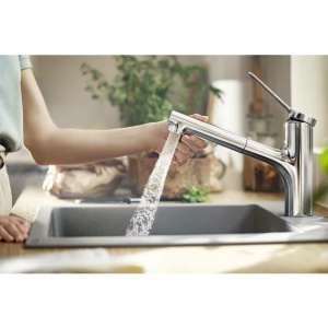 Baterie bucatarie cu dus extractibil Hansgrohe Zesis M33 monocomanda crom lucios - Img 4