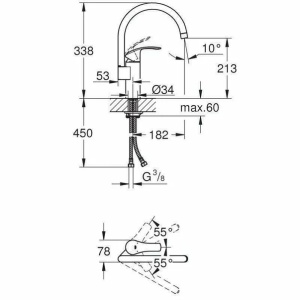 Baterie bucatarie Grohe Eurosmart New cu corp inalt crom lucios - Img 2
