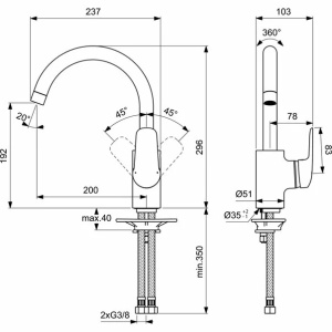 Baterie bucatarie Ideal Standard Ceraflex gat de lebada - Img 3