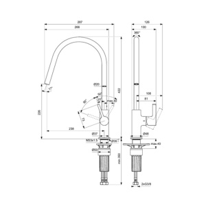 Baterie bucatarie Ideal Standard Gusto 226 pentru presiune scazuta crom lucios - Img 2