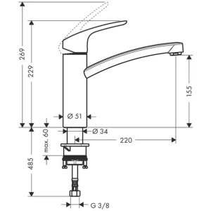 Baterie bucatarie monocomanda crom periat Hansgrohe Focus M41 160 cu 1 jet - Img 3