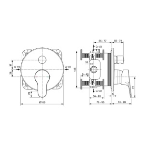 Baterie cada - dus incastrata Ideal Standard Cerabase crom lucios fara corp ingropat - Img 3