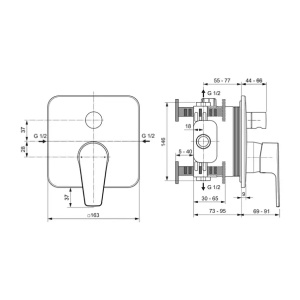 Baterie cada - dus incastrata Ideal Standard Cerafine D crom lucios fara corp ingropat - Img 6