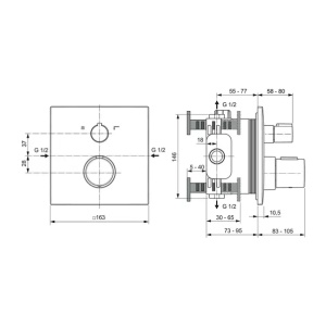 Baterie cada - dus incastrata Ideal Standard Ceratherm C100 crom lucios fara corp ingropat - Img 8
