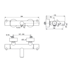 Baterie cada - dus termostatata Ideal Standard Ceratherm T125 crom lucios - Img 6