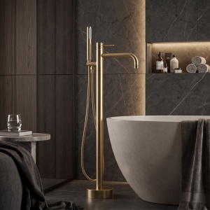 Baterie de podea pentru cada Rea Lungo Diamond Brush Gold - Img 7