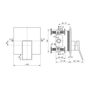 Baterie dus incastrata Ideal Standard Atelier Conca auriu periat fara corp ingropat - Img 6
