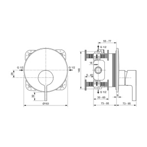 Baterie dus incastrata Ideal Standard Atelier Joy argintiu Silver Storm fara corp ingropat - Img 3