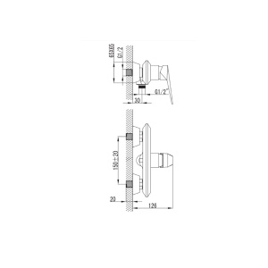 Baterie Dus PRO ROCK 2511, Montaj Pe Perete, Finisaj Crom - Img 2