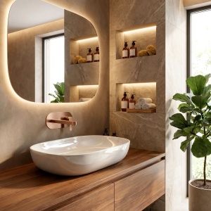 Baterie incastrata pentru lavoar REA Arcos Brush Copper - Img 5