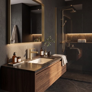 Baterie joasa pentru lavoar Rea Grace Brush Gold - Img 7