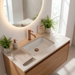 Baterie joasa pentru lavoar Rea Rivo Brush Copper - Img 3