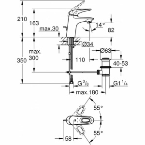 Baterie lavoar Grohe Eurostyle New S maner loop alb monocomanda - Img 2
