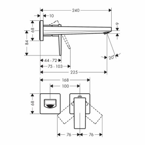 Baterie lavoar incastrata PRO HANSGROHE METROPOL 225,bronz periat - Img 2