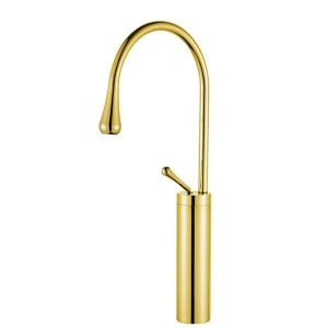 Baterie Lavoar PRO IKA, Montaj Pe Blat, Capat Fix, Monocomanda, Inaltime 47 Cm, Auriu - Img 1